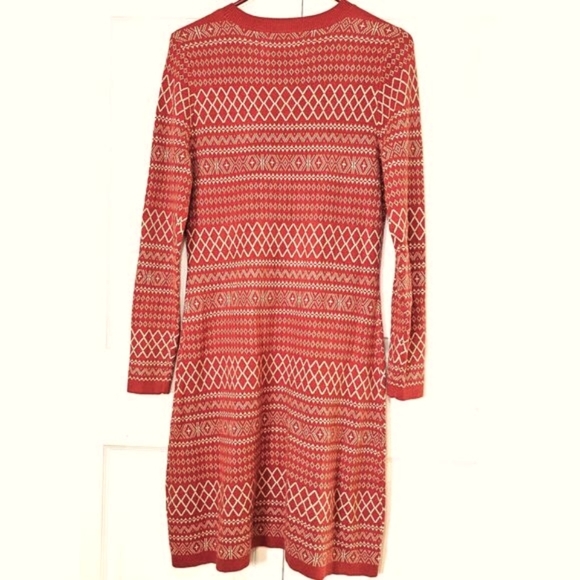 Aventura Orange Sweater Dress Medium Fall Autumn Argyle Warm‎ Winter Knee-Length - Picture 7 of 7